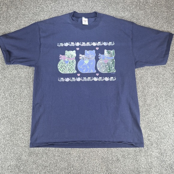 Vintage Jerzees T-Shirt Size XL‎ Heavyweight Cotton Cat Iridescent Made in USA - Picture 3 of 8